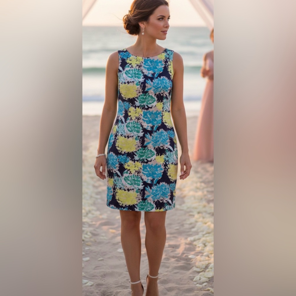 Kim‎ Rogers Dresses Kim Rogers Floral Linen Dress Sz 14 Formal Cocktail Tropical